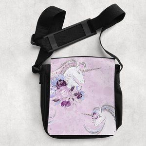 Girls Lavender Sparkly Unicorn Design Small Dance Shoulder Accessory Bag